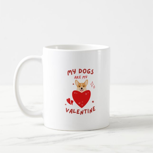 Happy Valentine's Day 2024 -Funny Lover Dogs Image Coffee Mug (Left)