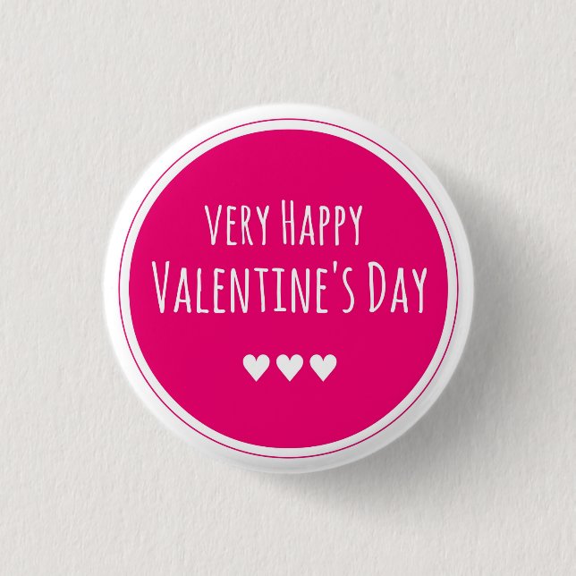Happy Valentine's Day 3 Cm Round Badge (Front)