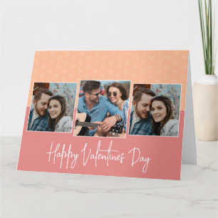Happy Valentines Day 3 Photo Heart Pattern Card