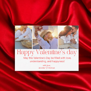 happy valentines day 3 photos collage minimal red card