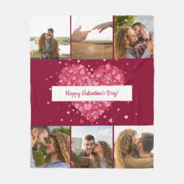 Happy Valentine's Day 6 Photos Fleece Blanket