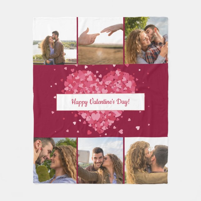 Happy Valentine's Day 6 Photos Fleece Blanket (Front)