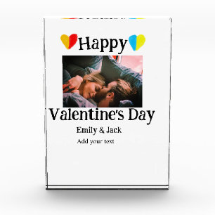Happy valentine's day add couple name photo simple block