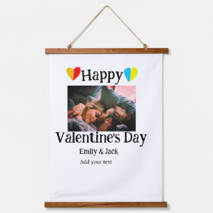 Happy valentine's day add couple name photo simple hanging tapestry