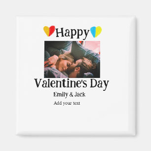 Happy valentine's day add couple name photo simple magnet