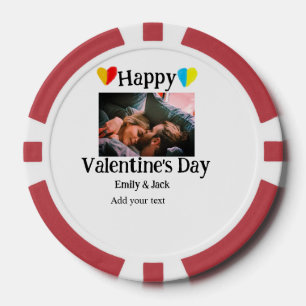 Happy valentine's day add couple name photo simple poker chips