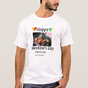 Happy valentine's day add couple name photo simple T-Shirt