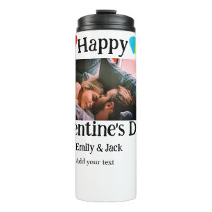 Happy valentine's day add couple name photo simple thermal tumbler