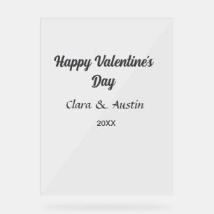 Happy Valentine's day add name date simple minimal Acrylic Sign