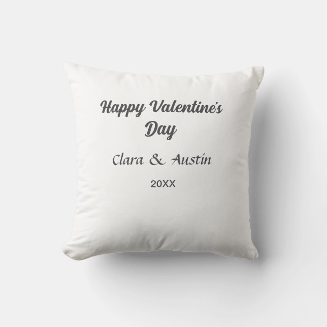 Happy Valentine's day add name date simple minimal Cushion (Front)