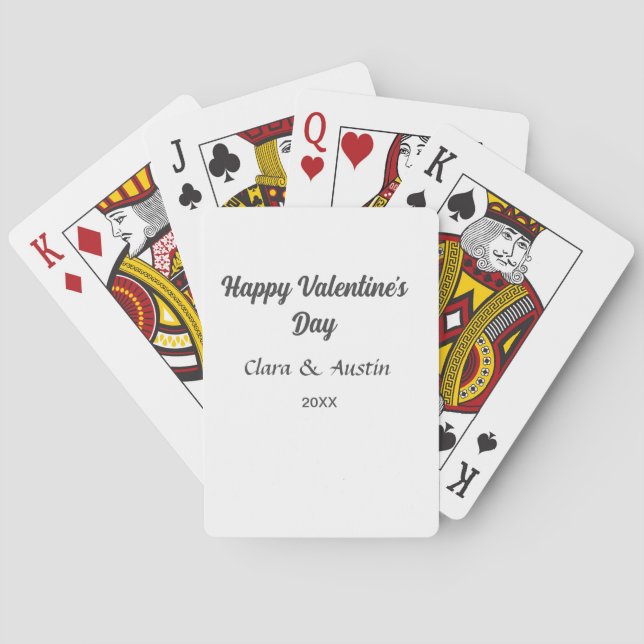Happy Valentine's day add name date simple minimal Playing Cards (Back)