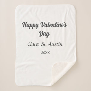 Happy Valentine's day add name date simple minimal Sherpa Blanket