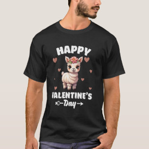 Happy Valentines Day Alpaca Animal Lover Hearts T-Shirt