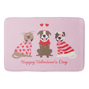 Happy Valentines Day American Pit Bull Terriers Bath Mat