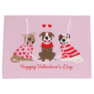 Happy Valentines Day American Pit Bull Terriers Large Gift Bag