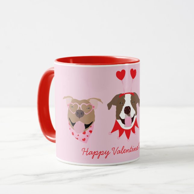 Happy Valentines Day American Pit Bull Terriers Mug (Front Left)