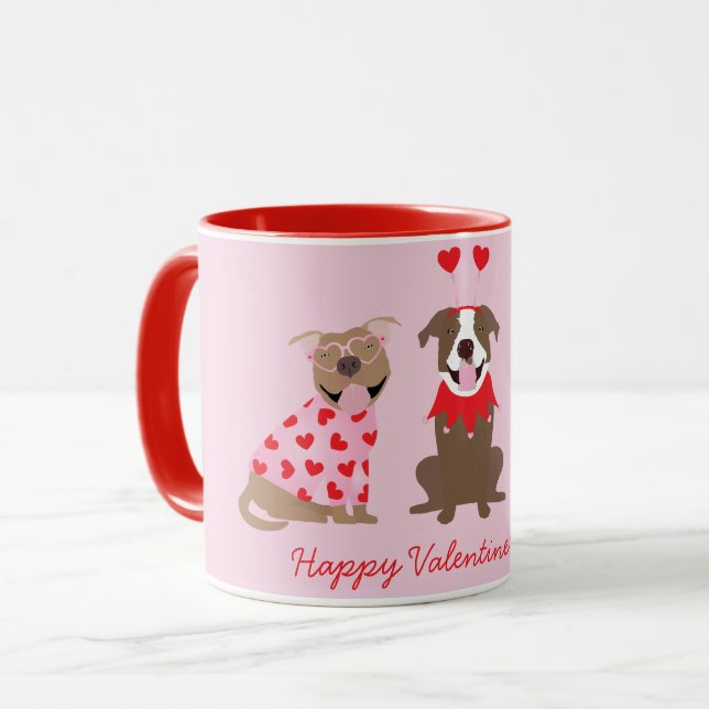 Happy Valentines Day American Pit Bull Terriers Mug (Front Left)