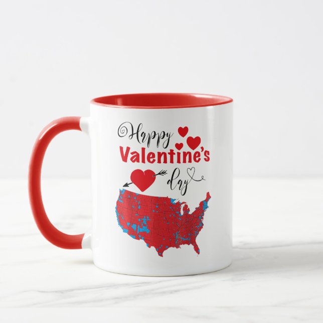 Happy Valentine's Day American Red Electoral Map Mug (Left)