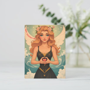 Happy Valentine's Day Angel Girl Personalised Postcard