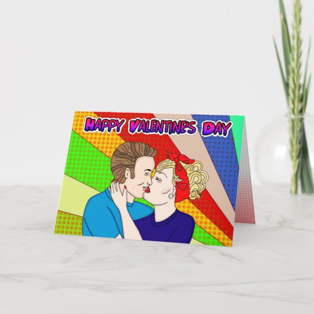 Happy Valentine's Day Babe, Retro Pop Art Style Card (Front)