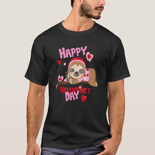 Happy Valentines Day Baby Sloth For Boys And Girls T-Shirt (Front)
