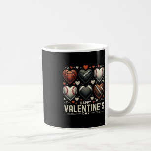 Happy Valentines Day Basketball Baseball Football  Coffee Mug