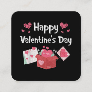 Happy Valentines Day Be Mine Cute Hearts Square Business Card