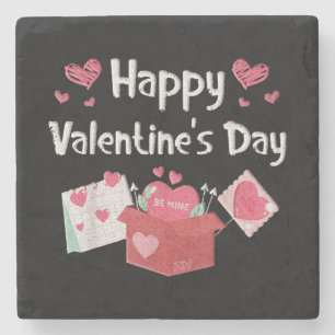 Happy Valentines Day Be Mine Cute Hearts Stone Coaster