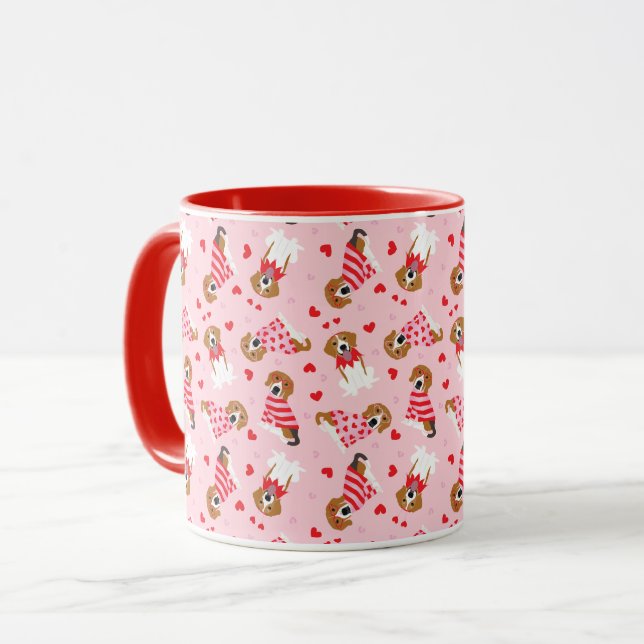 Happy Valentines Day Beagle Dogs Mug (Front Left)