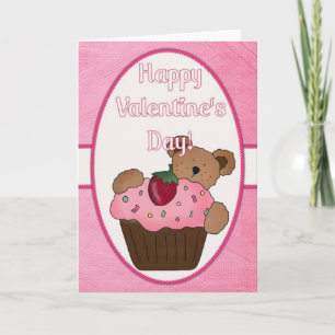 Happy Valentine's Day Bear/Cupcake Card d1