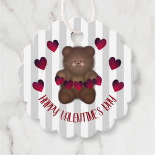 Happy Valentines Day Bear Favour Tags