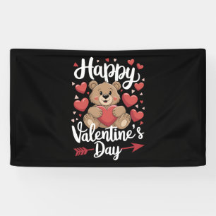 Happy Valentine's Day Bear Heart Cute Couples Banner