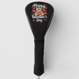 Happy Valentine's Day Bear Heart Cute Couples Golf Head Cover