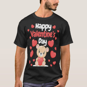 Happy Valentine's Day Bear Hearts Love Heart Coupl T-Shirt
