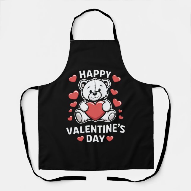 Happy Valentine's Day Bear vday  Apron (Front)