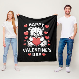 Happy Valentine's Day Bear vday  Fleece Blanket