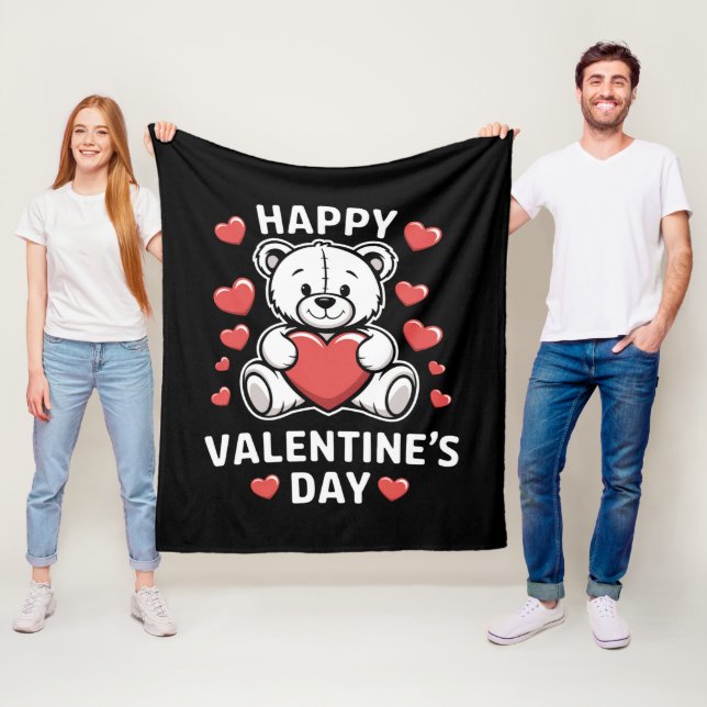 Happy Valentine's Day Bear vday  Fleece Blanket (In Situ)