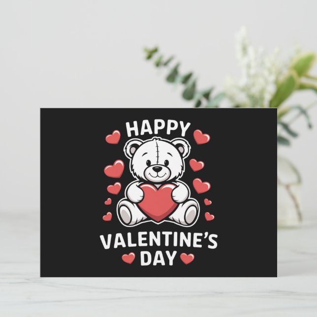 Happy Valentine's Day Bear vday  Invitation (Standing Front)
