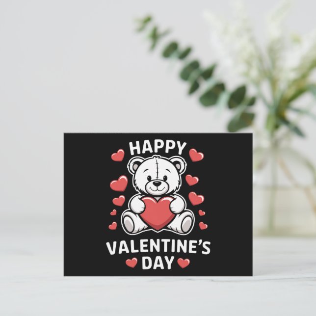 Happy Valentine's Day Bear vday  Postcard (Standing Front)
