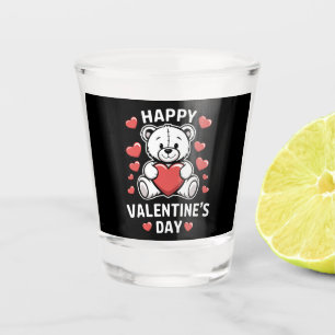 Happy Valentine's Day Bear vday Shot Glass