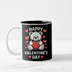 Happy Valentine's Day Bear vday Two-Tone Coffee Mug