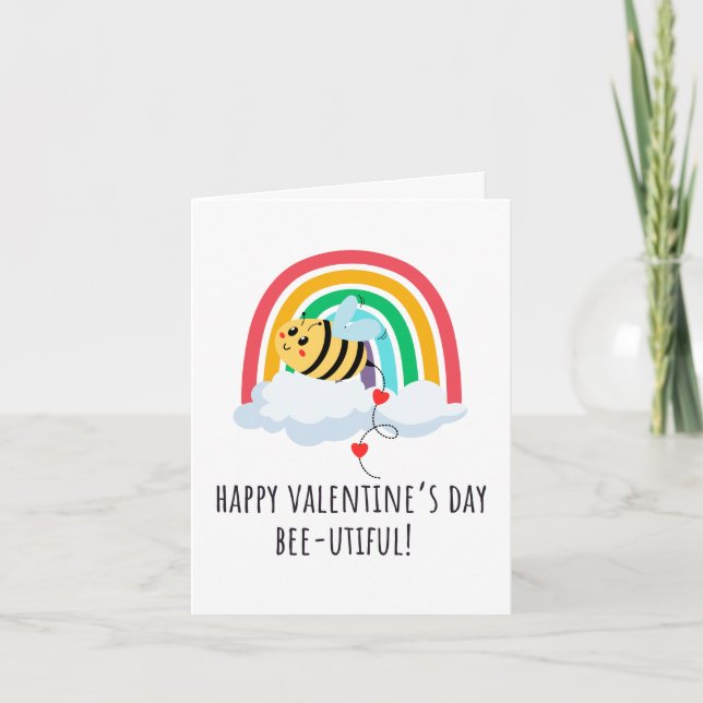 Happy Valentine's Day Bee-utiful Greeting Card (Front)