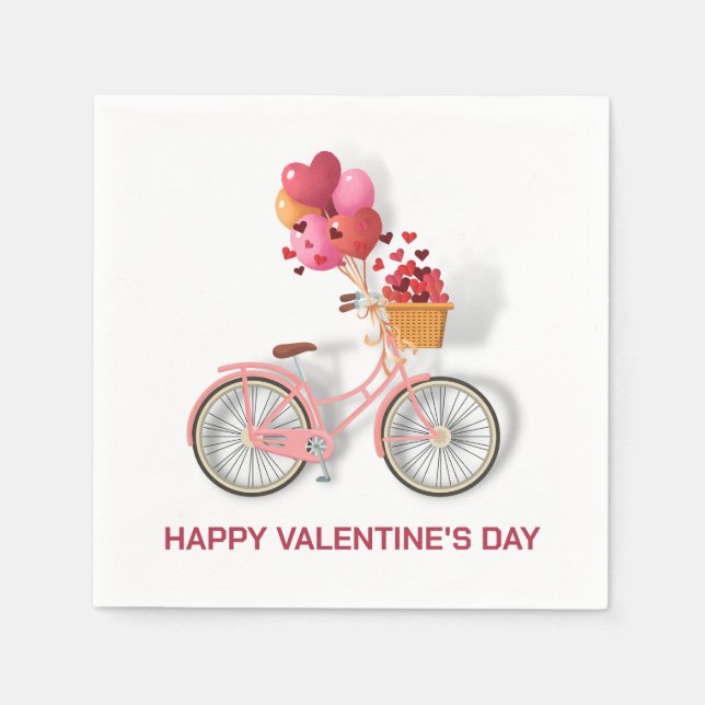 Happy Valentine's Day | Bicycle & Balloons Napkin (Front)