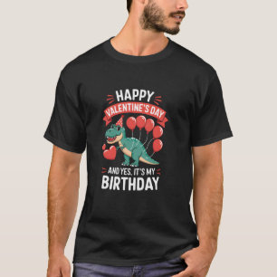 Happy Valentines Day Birthday Party Hearts Dinosau T-Shirt