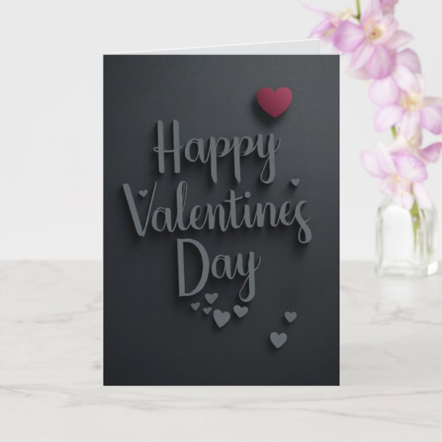 Happy Valentines Day Black Majestic Elegant Card (Orchid)