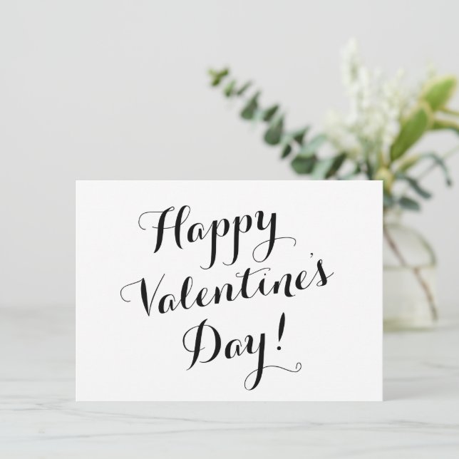 Happy Valentine's Day black script calligraphy Card (Standing Front)