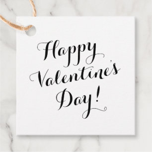 Happy Valentine's Day black script calligraphy Favour Tags