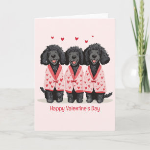 Happy Valentines Day Black Standard Poodle Dogs Card