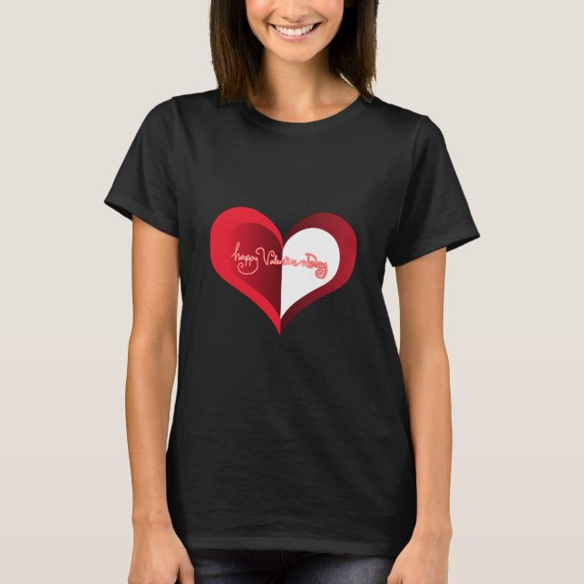 Happy Valentine's Day Black T-Shirt (Front)