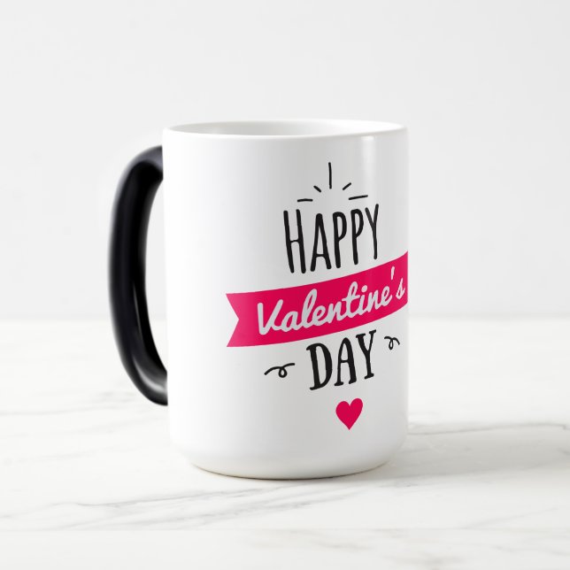 Happy Valentine's Day black & white Mugs (Front Left)